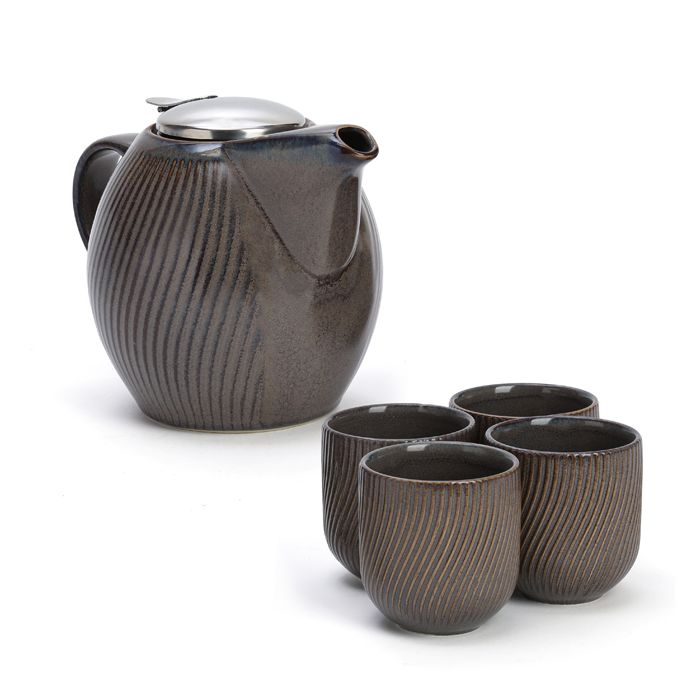 SET DE 5 PCES MAO THEIERE BRUN + 4 GOBEL