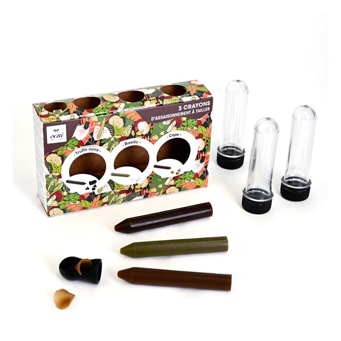 3 CRAYONS A TAILLER TRUFFE BASILIC CEPE