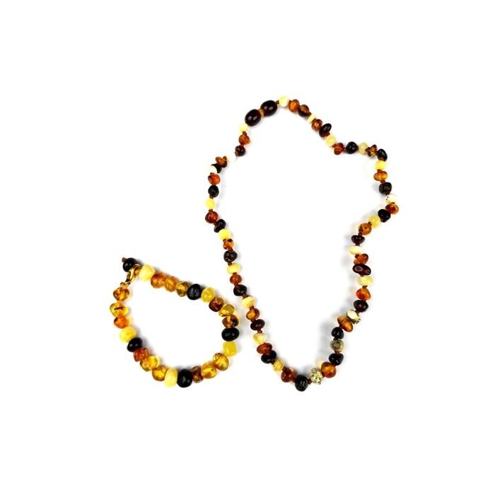 Chaînette et bracelet en ambre jaune