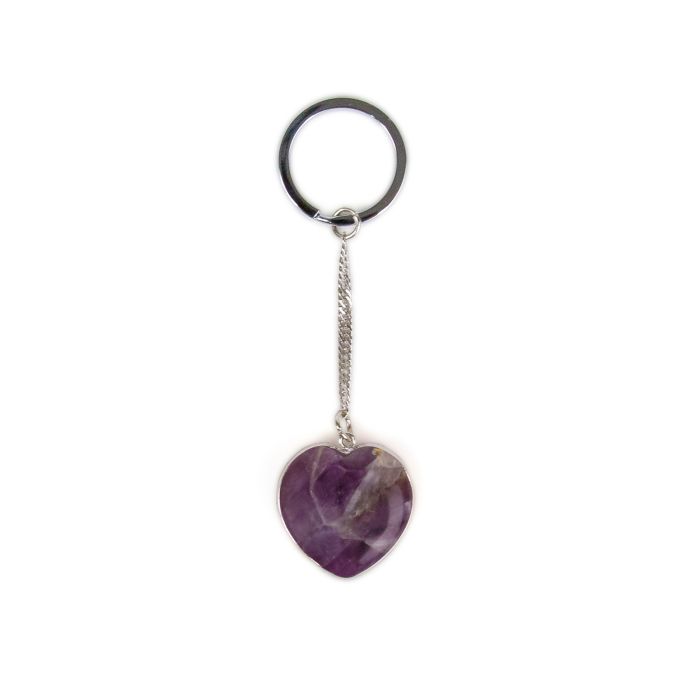 PORTE CLEFS COEUR AMETHYSTE