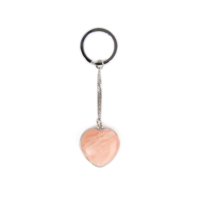PORTE CLEFS COEUR QUARTZ ROSE