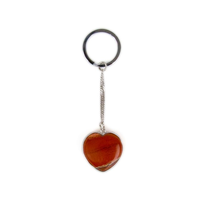 PORTE CLEFS COEUR JASPE ROUGE