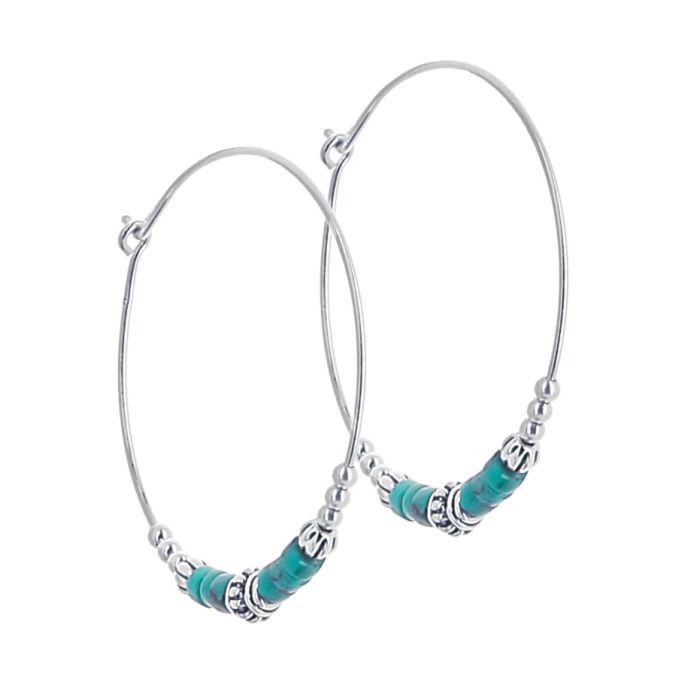 CREOLES ARGENT TURQUOISE RECONSTITUEE