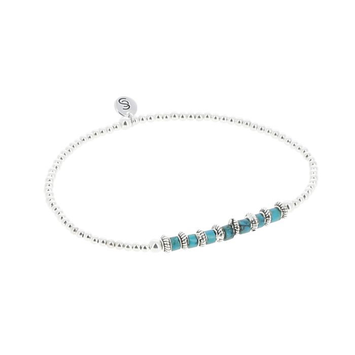 BRAC TURQUOISE RECONSTITUE PERLES AGT