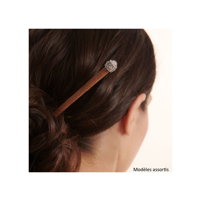 ORNEMENT DE CHEVEUX EN BOIS ET EN PIERRE