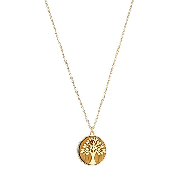 COLLIER MEDAILLE ARBRE DE VIE BAMBOU DOR