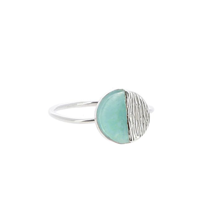BAGUE ARGENT AMAZONITE ROND 52