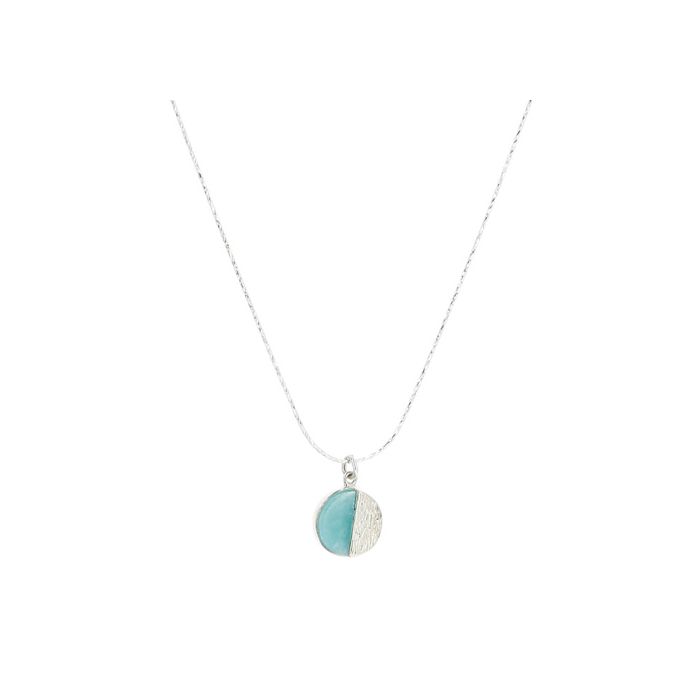 COLL ARGENT AMAZONITE ROND