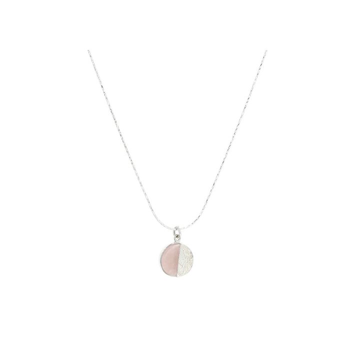 COLL ARGENT QUARTZ ROSE ROND