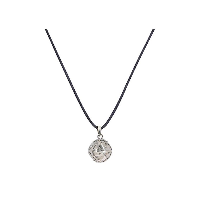 BOLA ARGENT 16MM CORDON NOIR