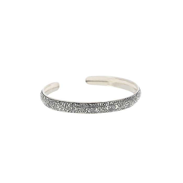 BRACELET JONC ARGENT FLEURS