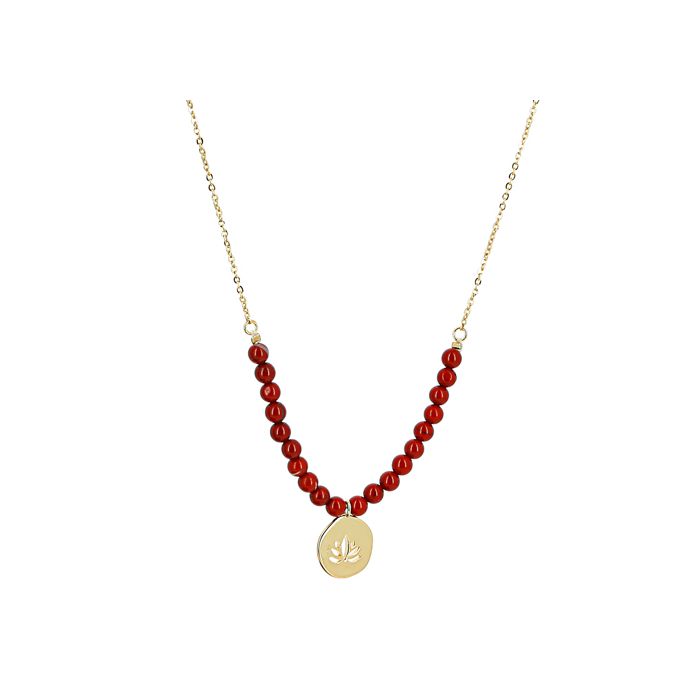COLLIER MALA LOTUS JASPE ROUGE