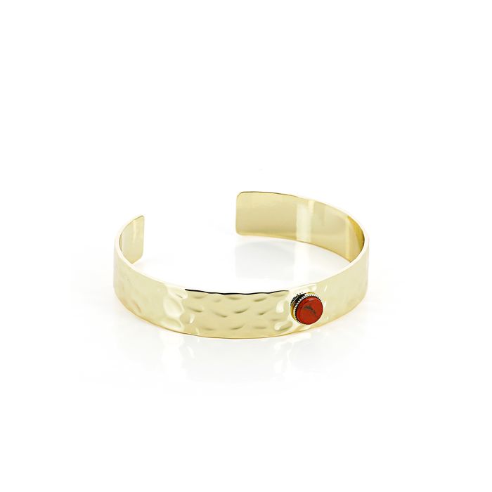 JONC PLAT DORE JASPE ROUGE