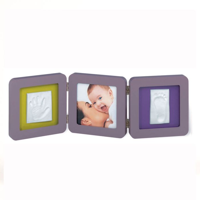 DOUBLE CADRE EMPREINTE TAUPE ET VIO