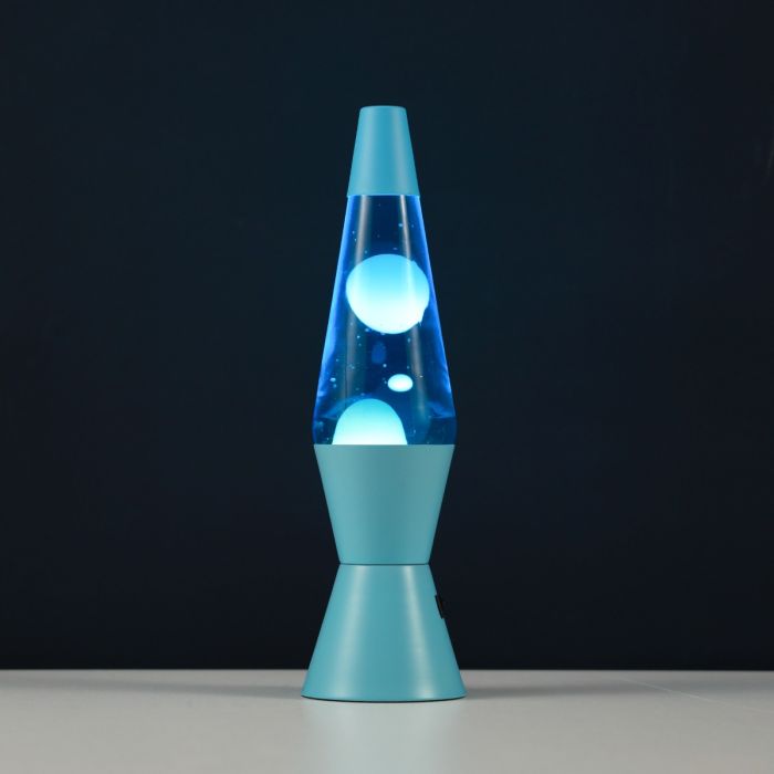 Lampe Lave Led base turquoise - Bleu clair et Blanc