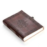 CARNET EN CUIR ROSE DES VENTS ET LOQUET