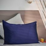 TAIE OREILLER SOIE 19MM 50x70 MARINE F32