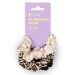 TRIO CHOUCHOU SOIE 19MM LEO/CREME/NOIR