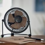 VENTILATEUR USB ACIER BOIS NOIR + ADAPT