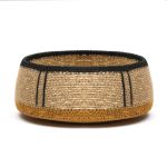 CORBEILLE NATUREL&amp;JAUNE 23X23X11 CM