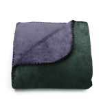 PLAID BICOLOR MARINE ET VERT 140X200CM