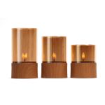 SET DE 3 PHOTOPHORES EFFET BOIS LED