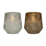 SET DE 2 PHOTOPHORES STRIES VERRE LED