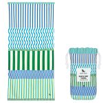 SERVIETTE MICROFIBRE XL RAYE BLEU VERT