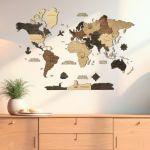 CARTE MONDE BOIS 2D MULTICOLOR 80x60 CM