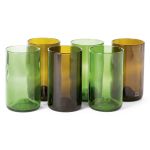 SET 6 VERRES RECYCLES VERT MARRON