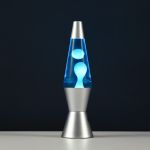 Lampe Lave Led base argent - Bleu clair &amp; Blanc