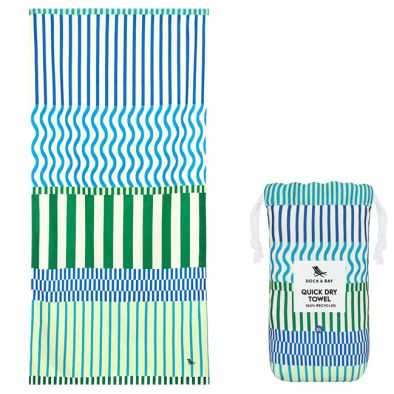 SERVIETTE MICROFIBRE XL RAYE BLEU VERT