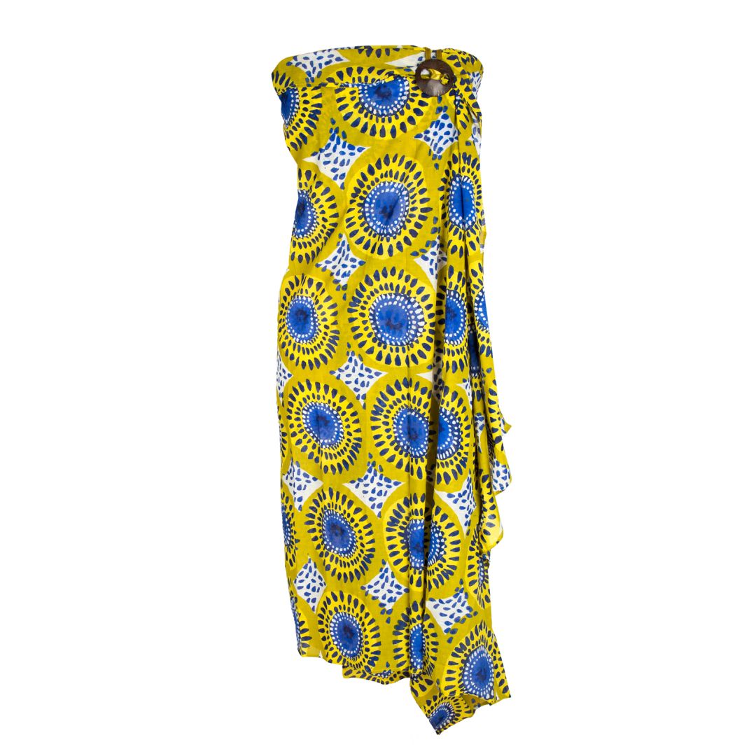 Paréo Lambahoany Motifs Africains – Jaune – Soaartshop – Taille Unique Femme