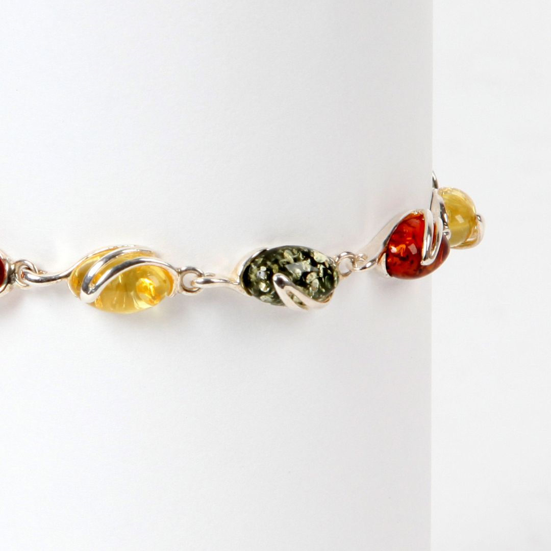 BRACELET GOURMETTE SOUPLE en ARGENT poinçon 925 et AMBRE D BRACELET GOURMETTE SOUPLE en ARGENT poinçon 925 et AMBRE D
