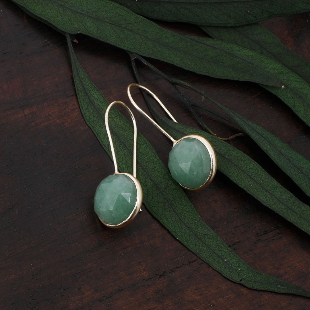 Boucles D'oreilles Oversize Vintage TORRENTE Haute Couture - Calcédoine Dorée Années 80/90 - Neuf Sans Emballage